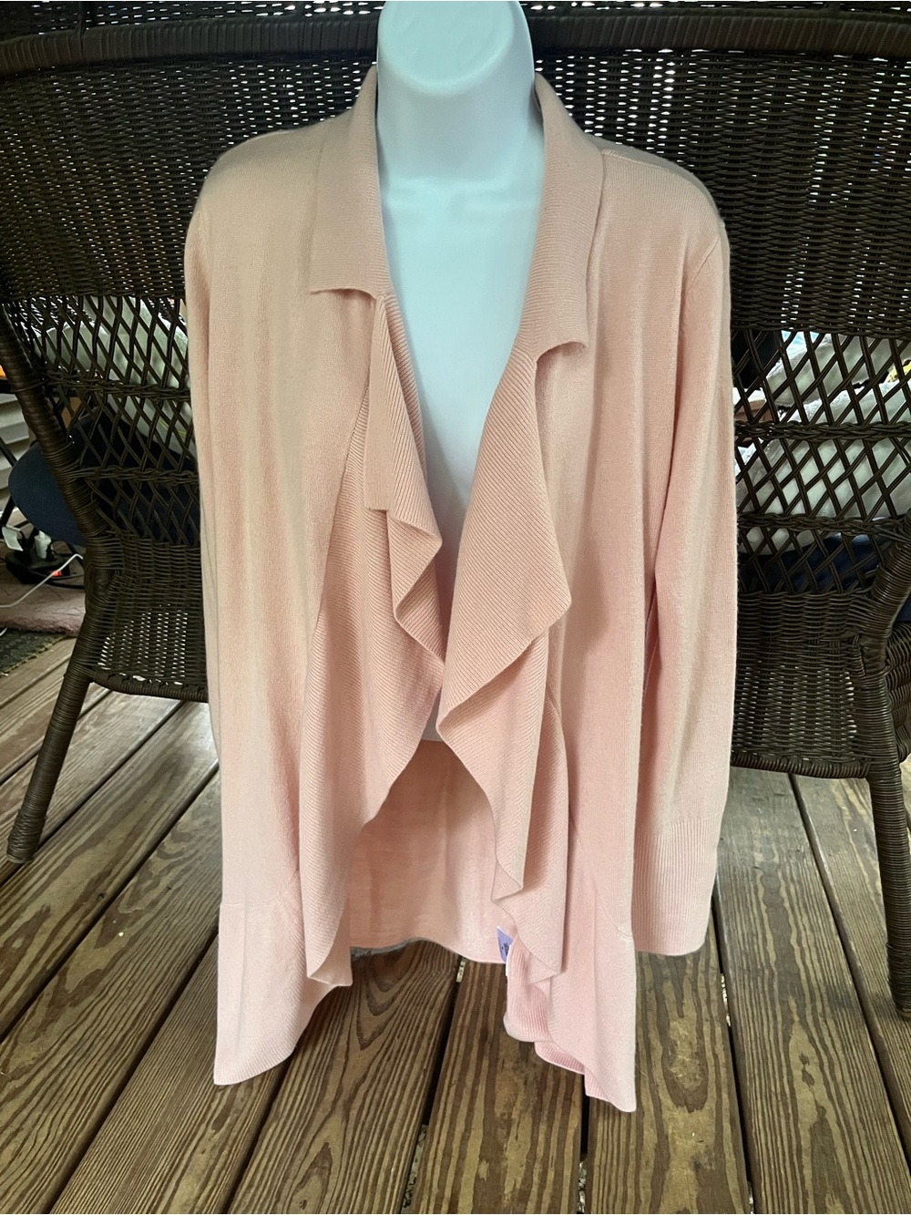 Open-Front Draped Cardigan Sweater - Soft Blush Pink